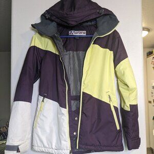 Turbine Boardwear|| Women's Ski Jacket Size XS Purple/Yellow/White/Grey